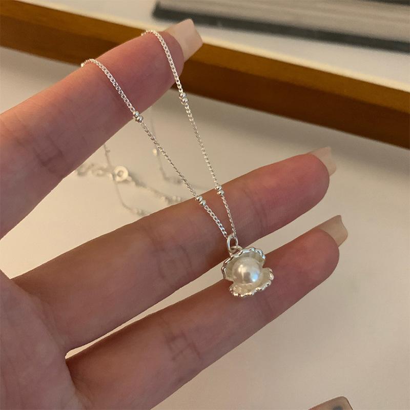 Модное ожерелье с кулоном из серебра 925 пробы с жемчугом и тонкой цепочкой для женщин и девушек