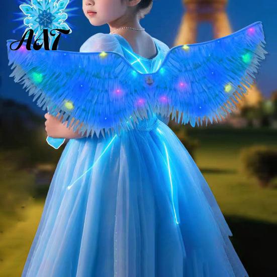 Childrens Costume Wings LED Light-Up Angle Wing, Glowing Feather Wing for Kids Girls, Butterfly Fairy Props Christmas Halloween Stage Performance