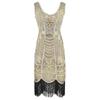 Popular, Retro Sequined Beaded Dress Front and Rear V-neck Fashion Fringed Dress