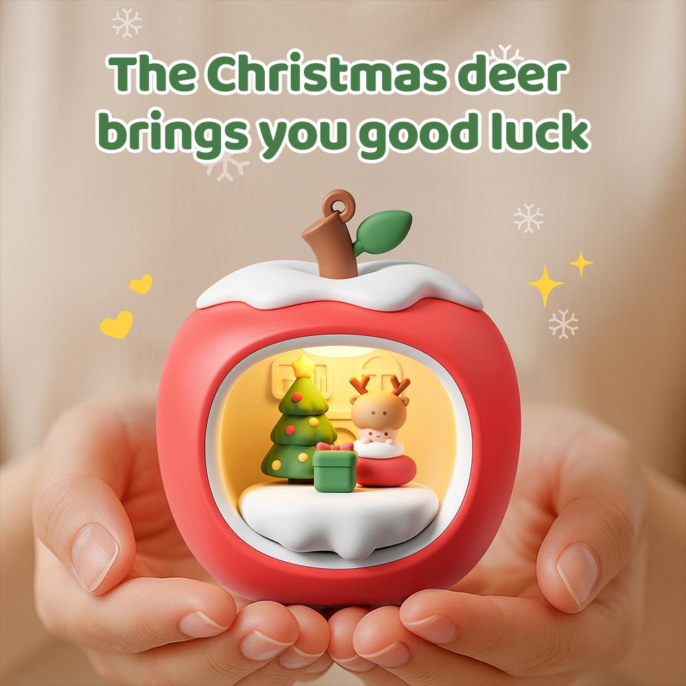 Ночник «Яблочный домик» с 3 уровнями яркости, Рождественские ночники для сна, Перезаряжаемый рождественский светильник для детей, Рождественский подарок