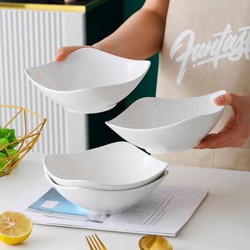 Simple Pure White 8-inch Square Ceramic Plate