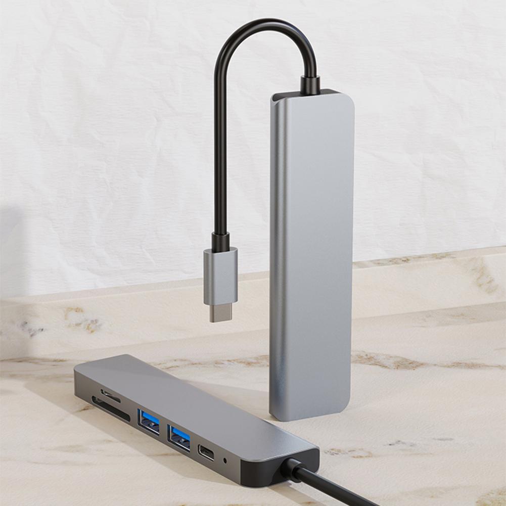 6-в-1 USB-C концентратор, 100 Вт PD, 4K HDMI-совместимый, USB-разветвитель, кардридер SD/TF, Type-C хаб для USB-C ноутбуков и других устройств Type-C