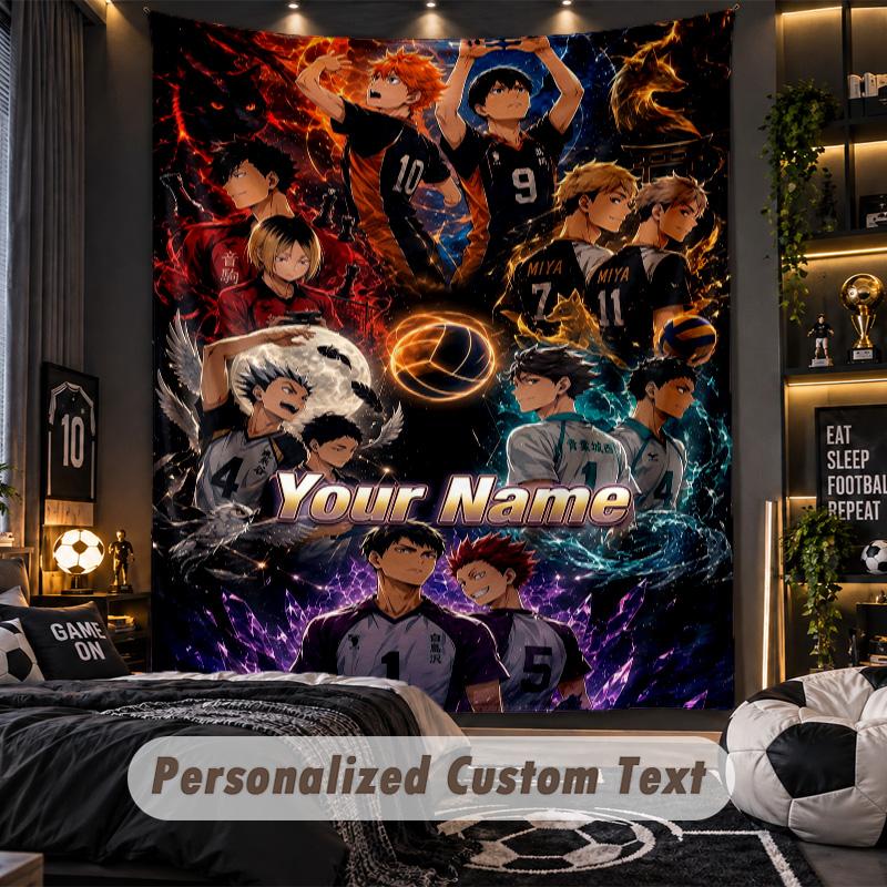 Personalized Wall Tapestry,Haikyuu Custom Printed Name, Fabric Wall Art For Indoor Room Backdrop