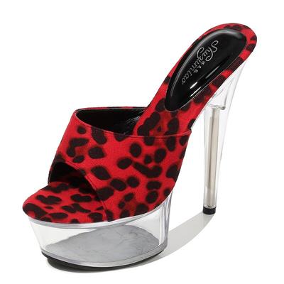 Женские туфли на шпильке, пикантная модель для подиума, туфли с леопардовым принтом и кристаллами, серия 190, каблук 15 см, платформа LFD 4,5 см