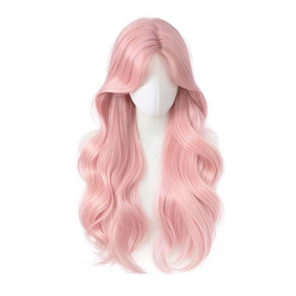 Fashionable Pink Synthetic Wigs Elegant Cosplay Lolita Wigs Long Wavy Curly Wig Role-playing