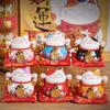 4,5-дюймовая керамическая монетница Maneki Neko Lucky Cat Fortune Colored Cat Golden Circle Home Decoration Gift Feng Shui Figure