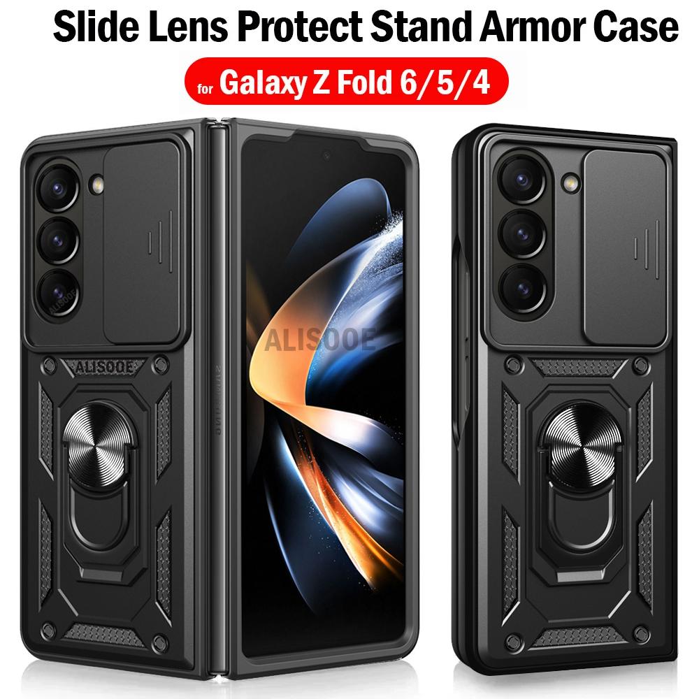Чехол-подставка с кольцом для Samsung Galaxy Z Fold 6 5 4, защитный противоударный чехол-держатель для Samsung Z Fold 4 5 6 5G Capa