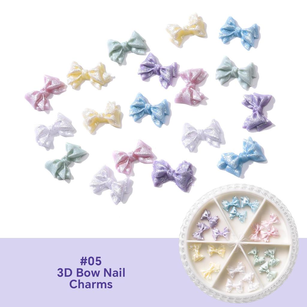 1BOX Colorful Nail Charms 3D Flower Bowknot Leaf Butterfly Mixed Nail Jewelry Kit DIY Nail Art Decoration Nails Accessories