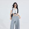 Весенние повседневные брюки в американском стиле Lazy Style с высокой талией для женщин, новые свободные и узкие универсальные плиссированные брюки в пол