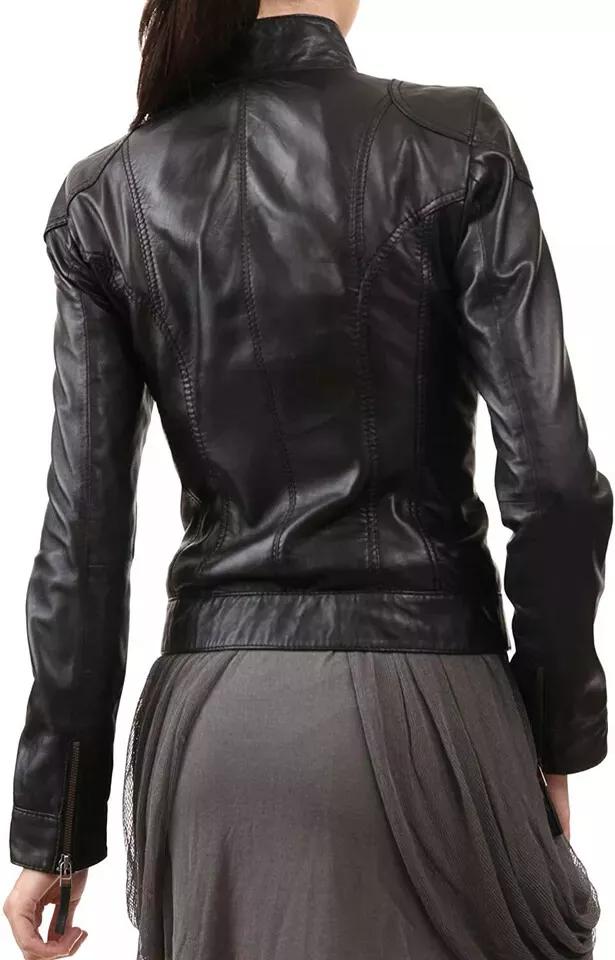 Женская куртка байкерская в стиле AL KHALID, стильная, из мягкой черной овчины, для мотоцикла