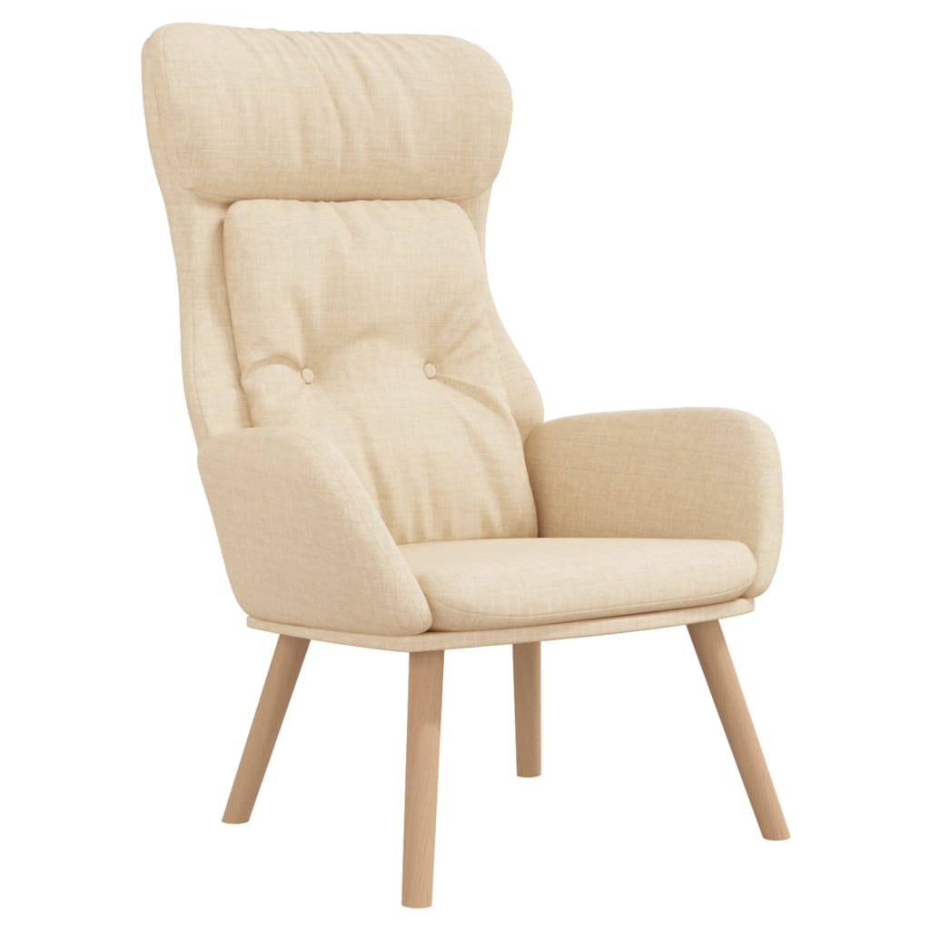 Cream Fabric Recliner with Footstool