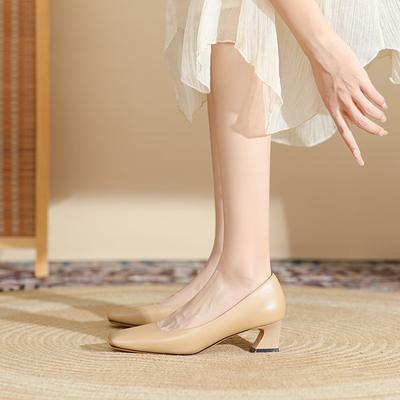 8 туфли с квадратным носком и толстым каблуком, женские новые туфли на среднем каблуке с мелким вырезом, нишевые профессиональные рабочие туфли