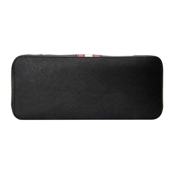 Bally Классическая Повседневная Дорожная Винтажная Красная и Белая Полосатая Кожаная Сумка-тоут Женские сумки-тоут Черная 6211738-BLACK