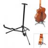 Metal Black Folding Guitar Ukulele Floor Stand with Stable Tripod Holder