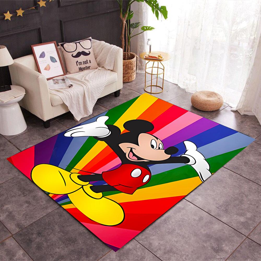 Mickey Mouse Adventure Disney Cartoon Theme Anti-Slip Rug - Polyester, Home Decor, Suitable for Bedrooms, Living Rooms, Doorways, and Studios