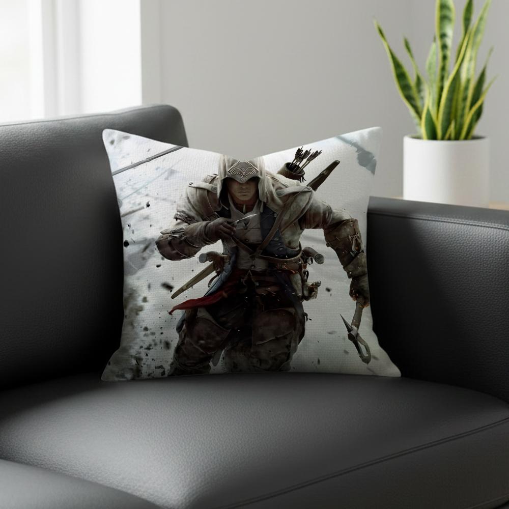 Assassin'S Creed Game Cushion Cover Natural Linen Pillowcase Set, All-In-One Decor For Sofa, Bedroom & Chair