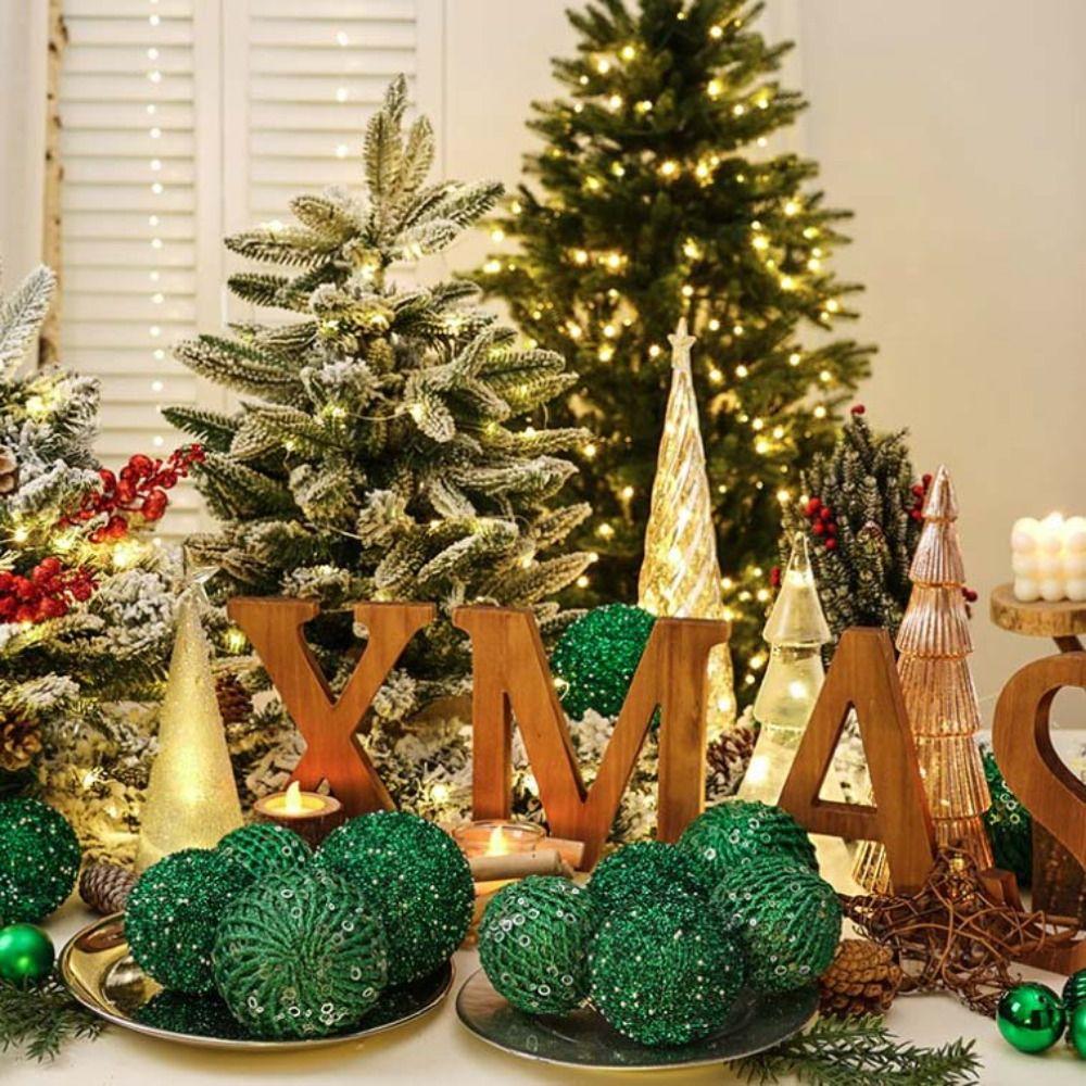 6/12pcs 8/10cm Festive Decorative Ball with Sequins Christmas Tree Hanging Ornaments  Wedding