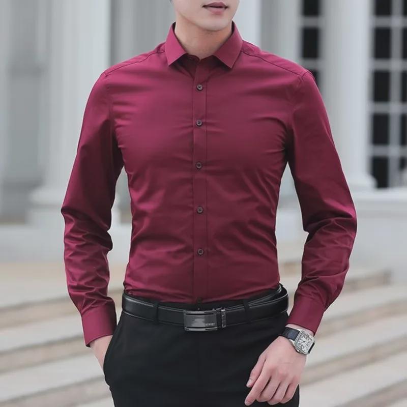 Korean Style Men's Slim Fit Casual Long Sleeve Shirt for Spring and Autumn
