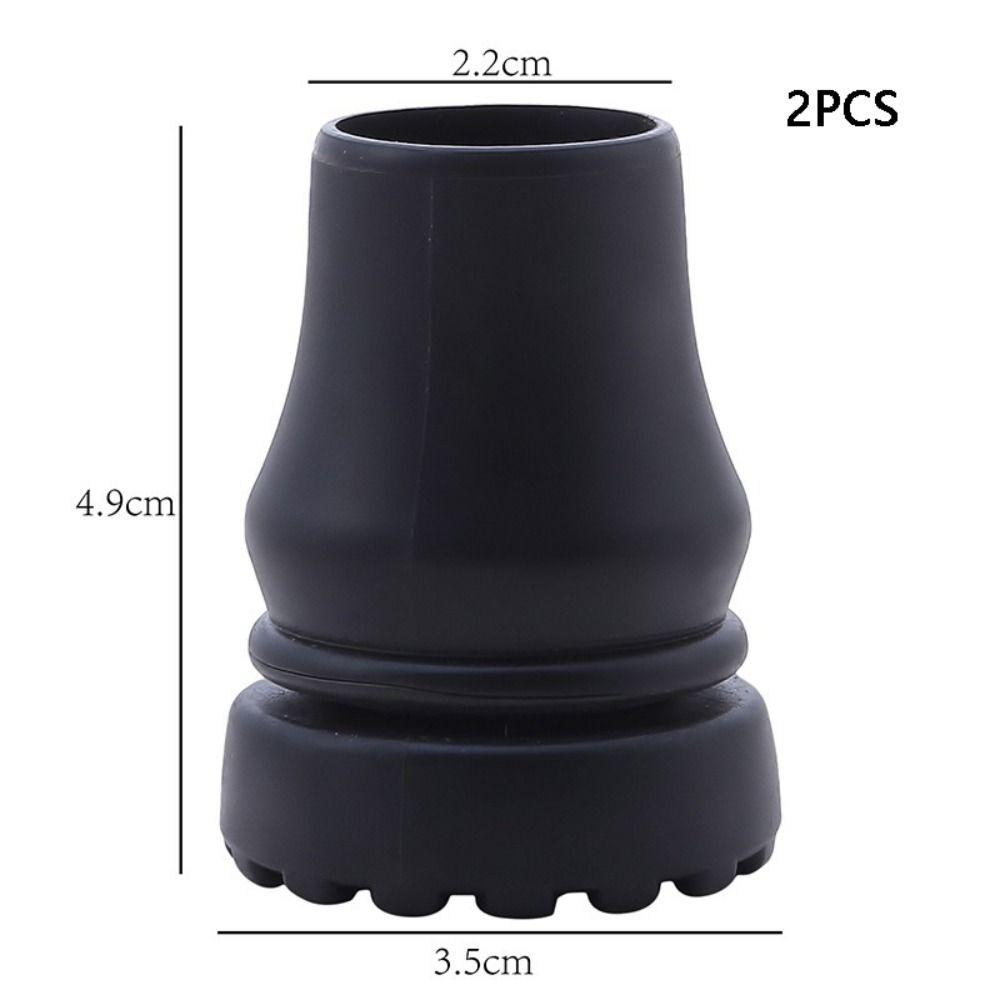 2pcs Black Crutch Cane Bottom Pads Anti-Skid Trekking Pole Bottom Cover Hiking