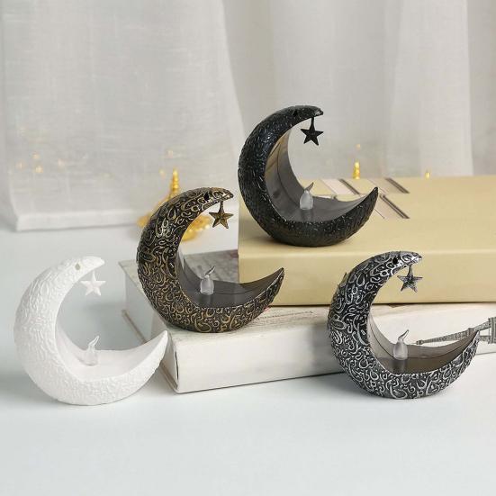 Mini Ramadan Moon Light Ramadan Decoration Soft Glow Battery Powered Eid Ramadan Candle Light Nightstand Decor