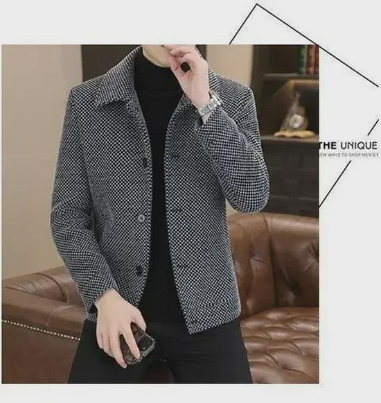 Мужская куртка из золотистого норкового бархата - модное короткое шерстяное пальто на осень/зиму