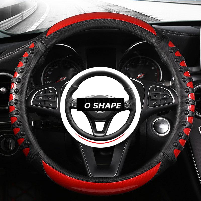 Чехол на руль автомобиля SEAMETAL, противоскользящие чехлы на руль из искусственной кожи, подходят для украшения автомобиля из углеродного волокна
