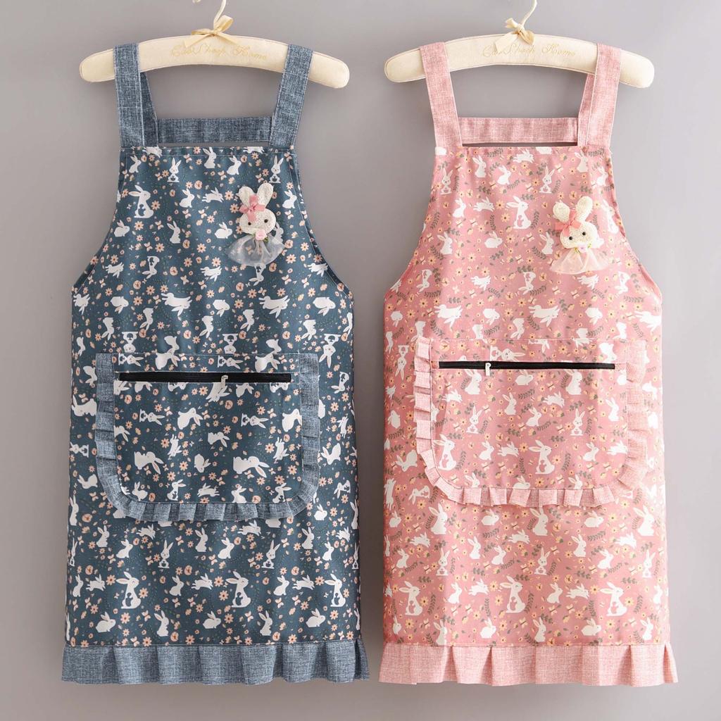 2025 Canvas Apron Women Cute Home Kitchen Anti-fouling Wear-resistant Breathable Cooking Apron Workwear with Large Pocket