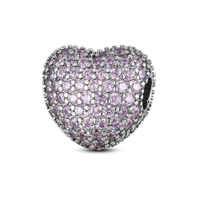 Розовый Disy Pave Сердце Клип Подвески 925 Серебряный Пробка Шарик Подходит Модный Оригинальный Браслет-Цепочка DIY Изготовление Ювелирных Изделий