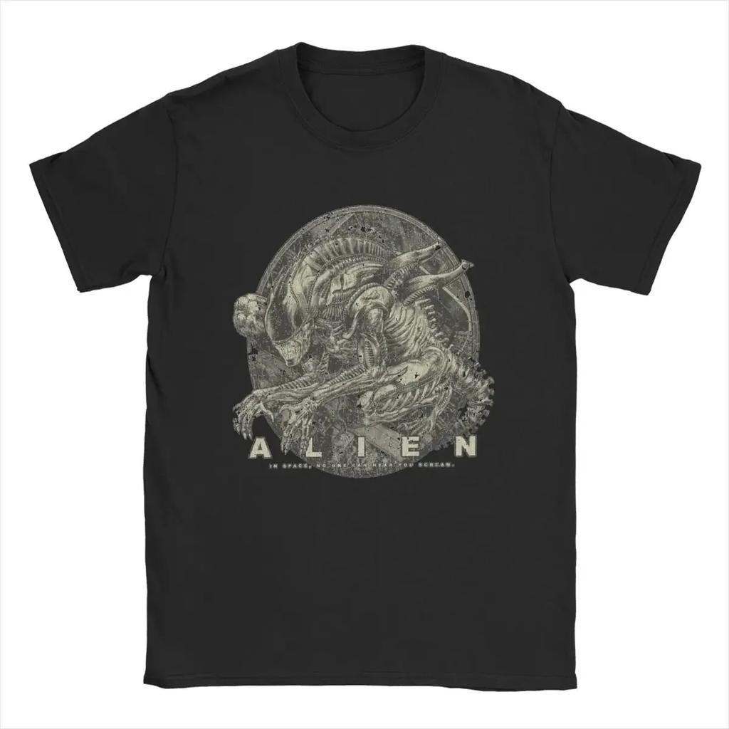 The Xenomorph 1979 Alien Movie T Shirts Men's Cotton Vintage T-Shirts Crewneck Tee Shirt Short Sleeve Clothing Plus #Color