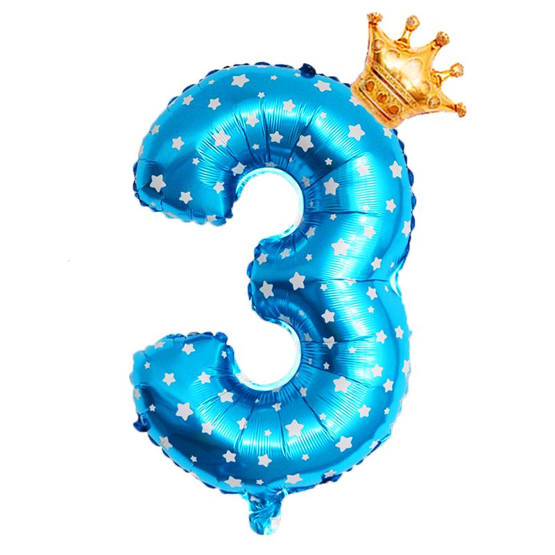 Корона 32-дюймовые воздушные шары из фольги с рисунком для детей 0-9 лет, синий шар для мальчика с днем ​​рождения, декор для детского душа