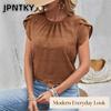 Женская модная повседневная блузка/рубашка JPNTKY с круглым вырезом и коротким рукавом