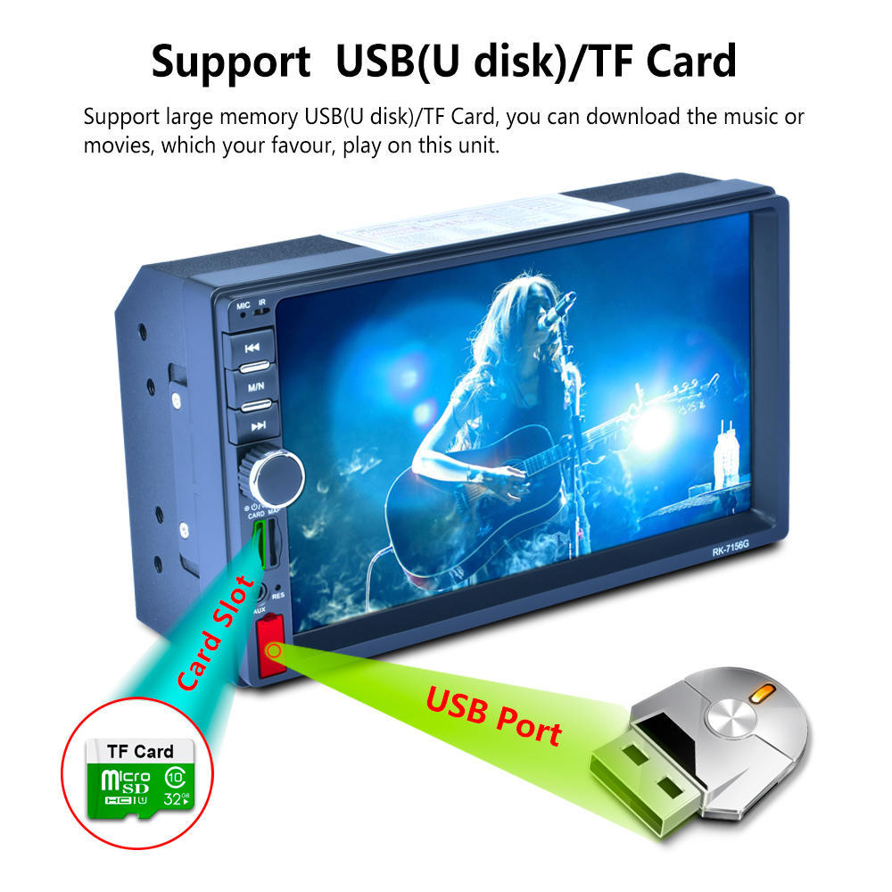 7" Сенсорный экран Автомагнитола Стерео MP5-плеер Головное устройство GPS FM AUX USB Bluetooth