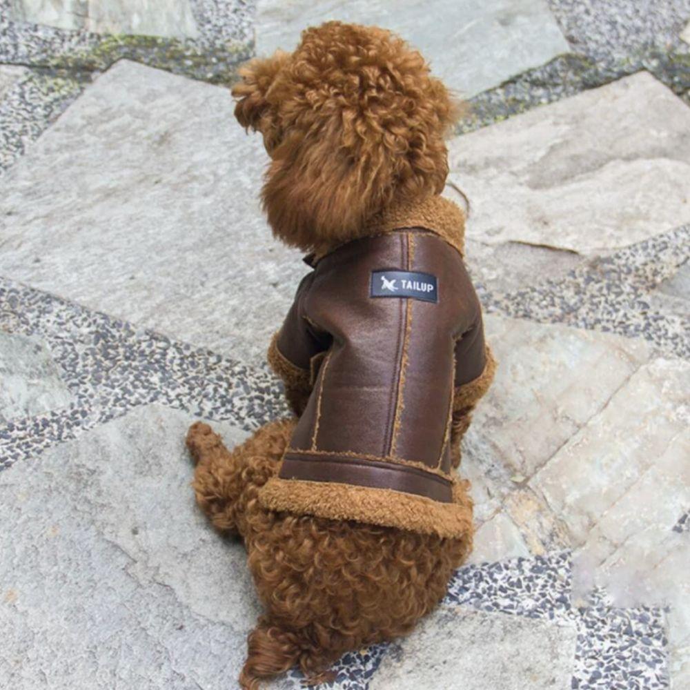 Windproof Dog Motorcycle Jacket Thickened Winter Pet Clothes Dog Fur Jackets For Autumn/Winter