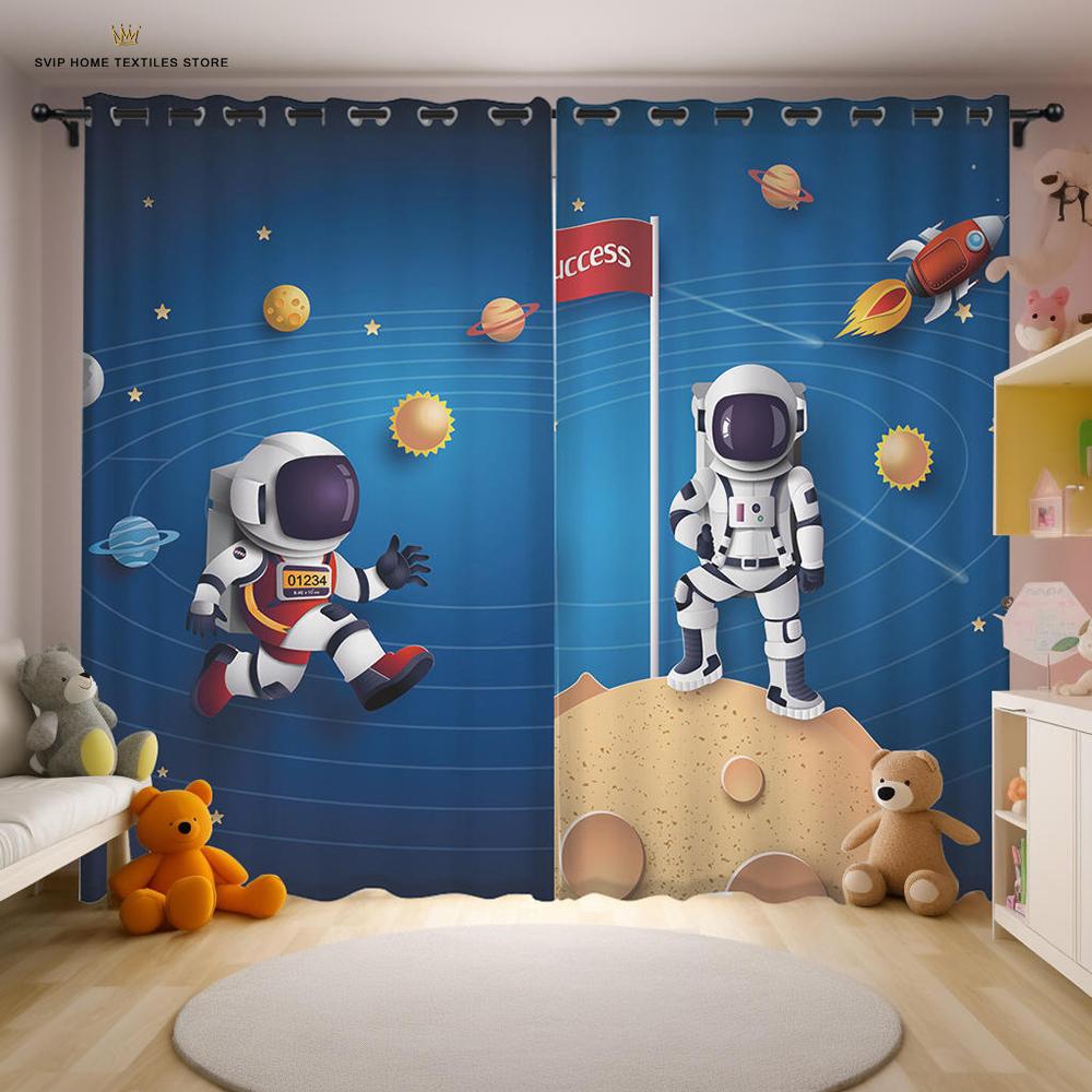 3D-печать Ракета Космос Астронавт Шторы, Спальня, Гостиная, Затенение Окна, Уличные Декоративные Цветы,