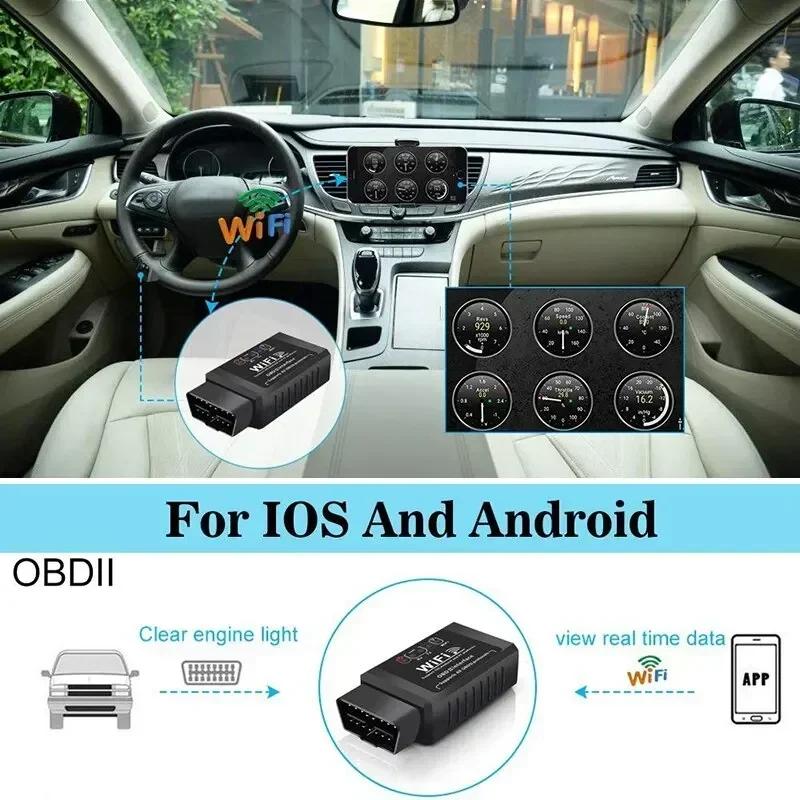 OBD2 WIFI ELM327 V1.5 Сканер - Беспроводной диагностический инструмент для iPhone/iOS и Android, Совместим с автомобилями OBDII/OBD2