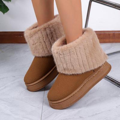 Женские высокие зимние сапоги из овчины 2025 года с толстой подошвой и меховой отделкой