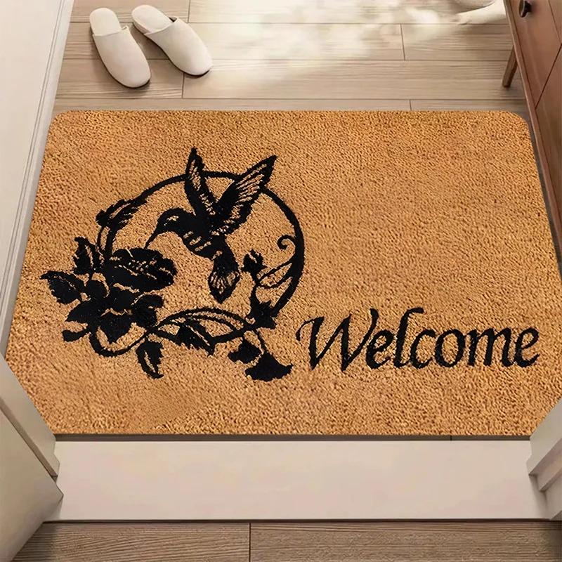 2D Flat Printed Funny Dog Welcome Doormat Felt Polyester Composite Indoor Entryway Floor Mat Front Door Rug Pet Lover Decor