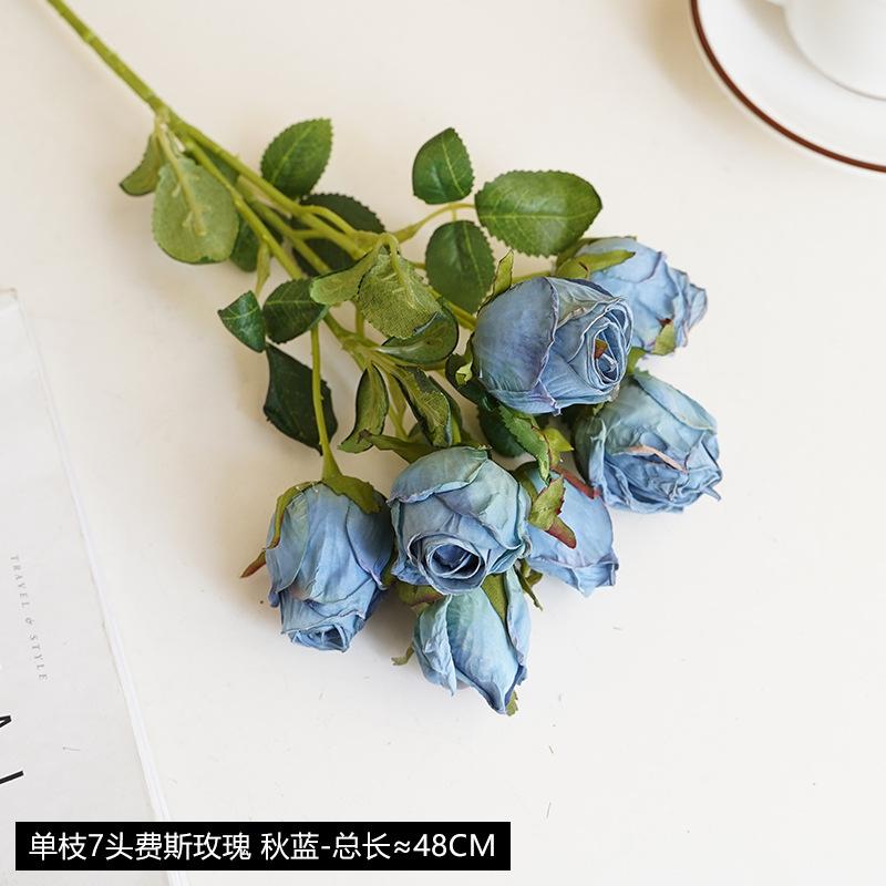 European retro roasted edge rose simulation flower home decoration fake flower wedding bouquet burnt edge simulation rose