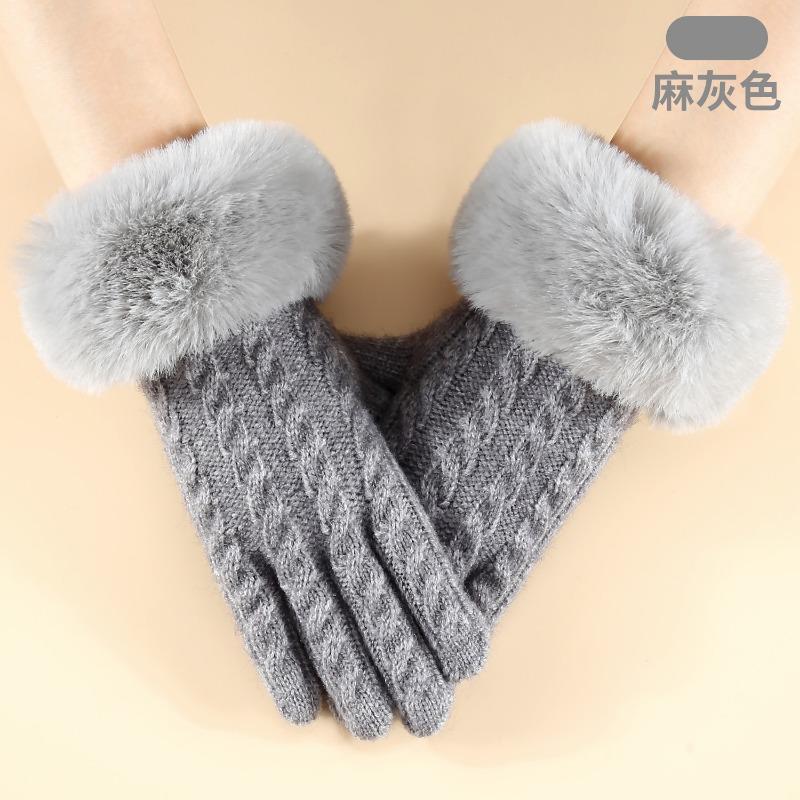 Зимние женские вязаные перчатки простые модные офисные теплые перчатки ветрозащитные для велоспорта на открытом воздухе