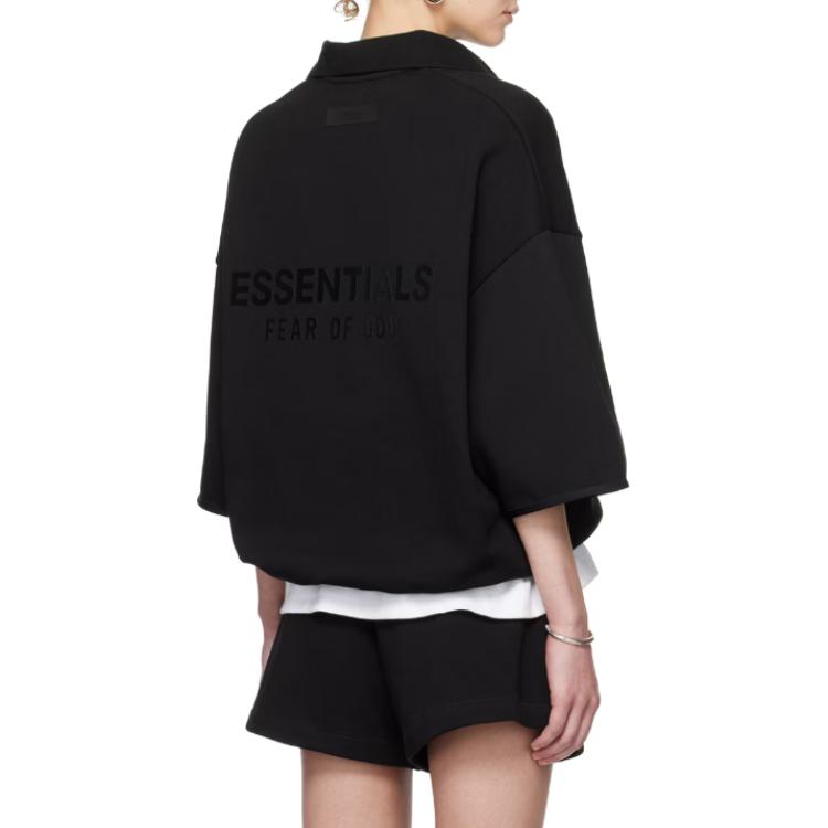 Fear of God Essentials Мужская футболка-поло с 3/4 рукава Черный Топы 192SU244400F