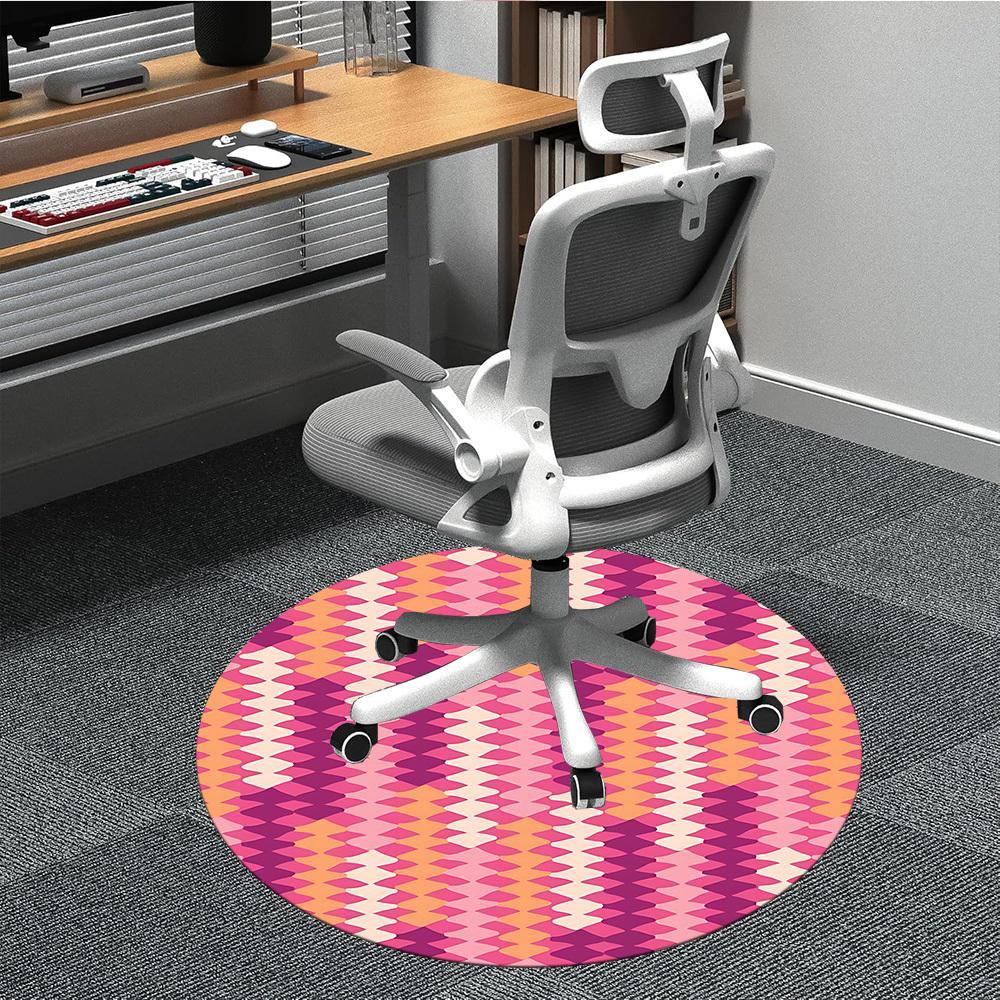 1pc Colorful Circle Chair Carpet for Office, Indoor Non Slip Washable Polyester Fiber Carpet,