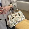 Luxury Fashion Brand Pearl Women's Handbag New Leather Diamond Shoudler Crossbody Evening Bag Portable Rhinestone Lock Bags