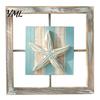 Bathroom Wall Art Decor 3D Beach Wooden Frame Art, Coastal Style Starfish/Conch/Shell Decor, Ocean House Ornaments Inspired Mount for Bedroom