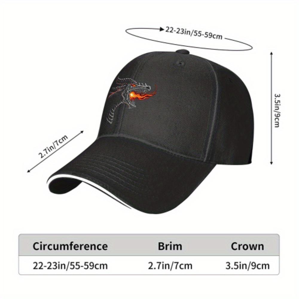Регулируемая черная бейсболка с вышивкой «Яростное пламя дракона» – Дышащая, защищающая от солнца и стильная