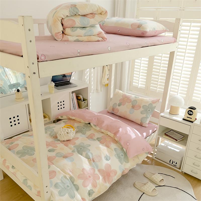 Высококачественная хлопковая простыня с принтом, мягкая и дышащая, для студенческого общежития, комплект из 3 предметов, универсальная для односпальной кровати в общежитии