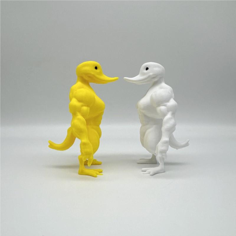 Cute Animal Muscle Duck Statue 3D Printed Duck Sculpture Novelty Desktop Ornament Multi-Functional Indoor And Outdoor Decoration