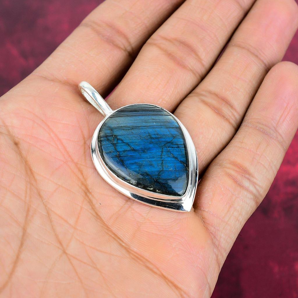 Labradorite Pendant, Handmade Gemstone 925 Sterling Silver Pendant Antique Jewelry, For Gift Silver Jewelry