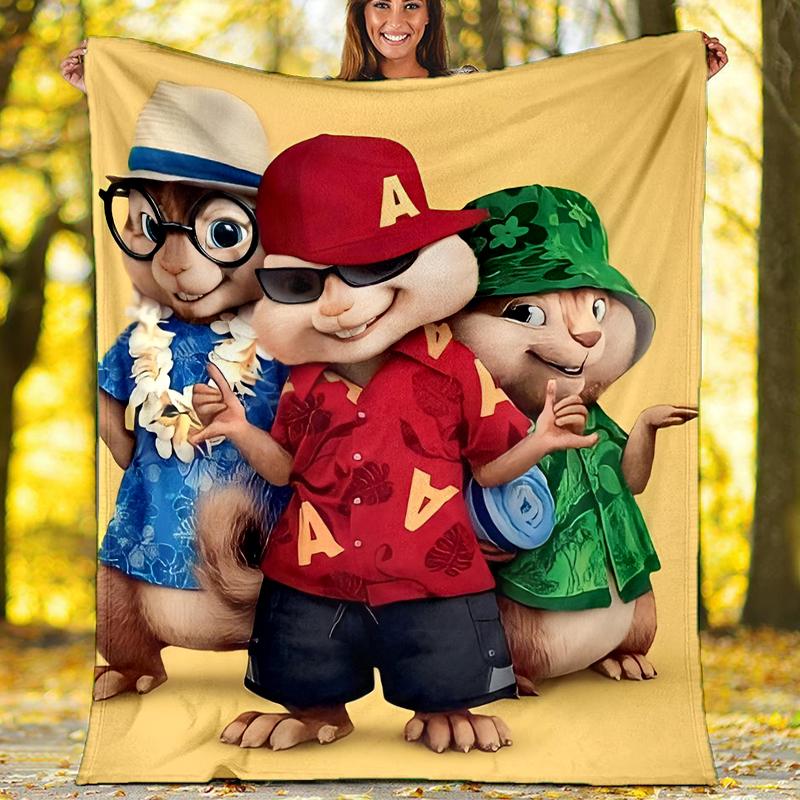 Alvin Chipmunks Theme Printed Blanket Perfect For Couch Bed Travel Outdoor Use Machine Washable Cozy Durable
