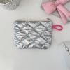 Милые серебряные ромбовидные кошельки для монет, портативный розовый кошелек с узором в виде аргайла, большой емкости, сумки для хранения ключей, помады и наушников, мини-сумка