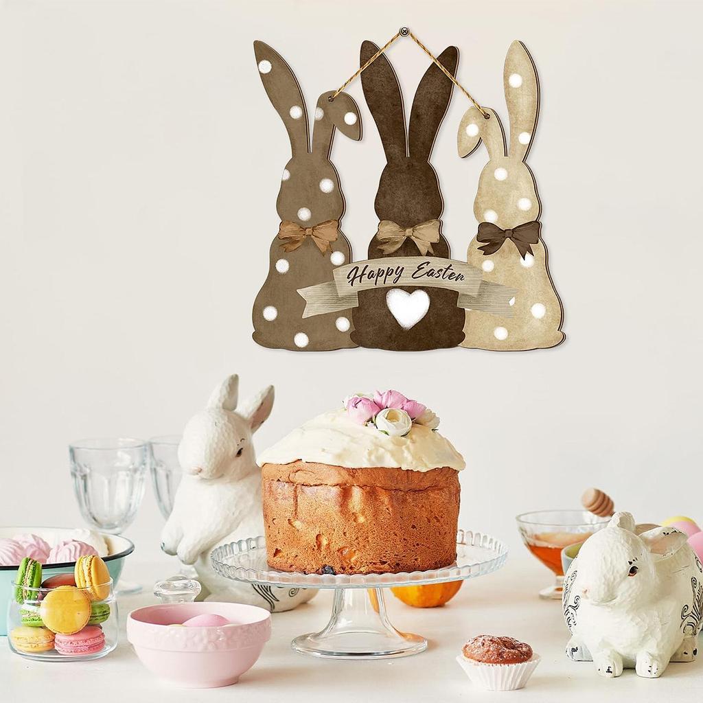 Easter Wooden Hanging Sign Bunny Welcome Decor, Decorative, Practical Cute Door Wall Plaque